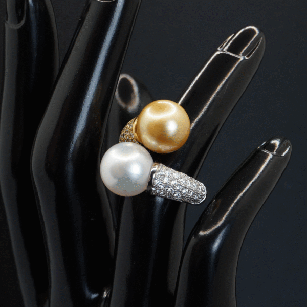Bague “Toi et Moi” Perles joaillerie Cannes