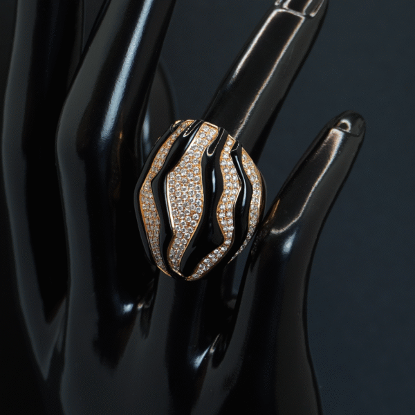 Bague Laque Noire et Brillants joaillerie Cannes