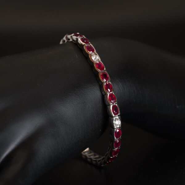 Bracelet Or Gris Rubis et Diamants joaillerie Cannes