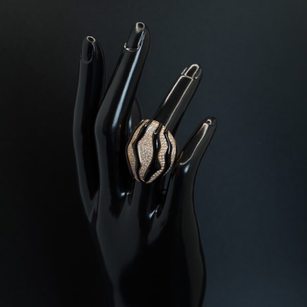Bague Laque Noire et Brillants joaillerie Cannes
