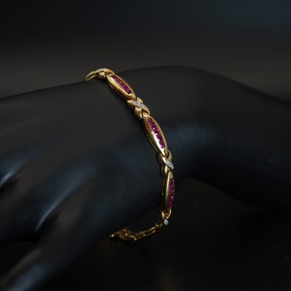 Bracelet Or Jaune Rubis et Diamants joaillerie Cannes