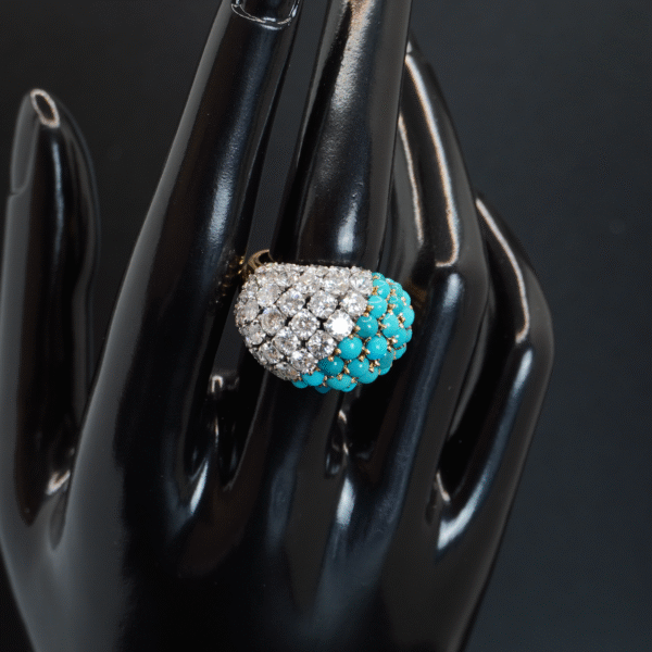 Bague Turquoises Diamants joaillerie Cannes