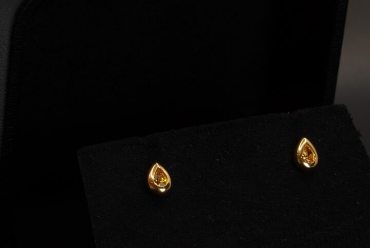 Boucles d’oreilles Diamants Poires Fancy Yellow joaillerie Cannes