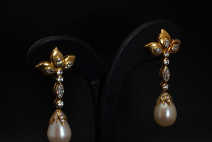 Pendants d’oreilles Perles et Diamants joaillerie Cannes