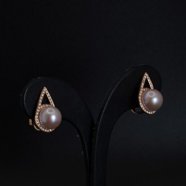 Boucles d’oreilles Perles Roses et Diamants joaillerie Cannes