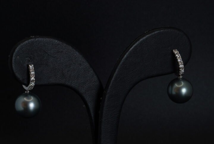 Boucles d’oreilles Perles de Tahiti et Diamants joaillerie Cannes