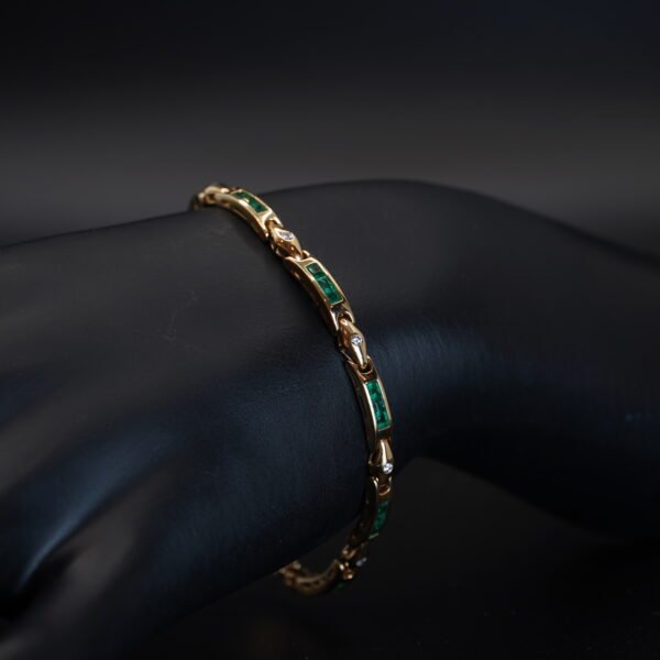 Bracelet Or Jaune, Émeraudes et Diamants joaillerie Cannes
