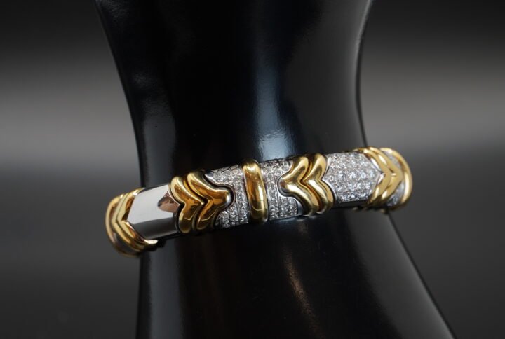 Bracelet Jonc 2 Ors et Diamants joaillerie Cannes
