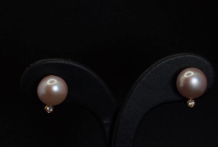Boucles d’oreilles Perles Roses et Diamants joaillerie Cannes