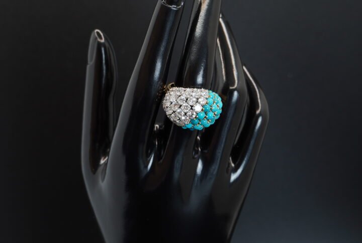 Bague Turquoises Diamants joaillerie Cannes