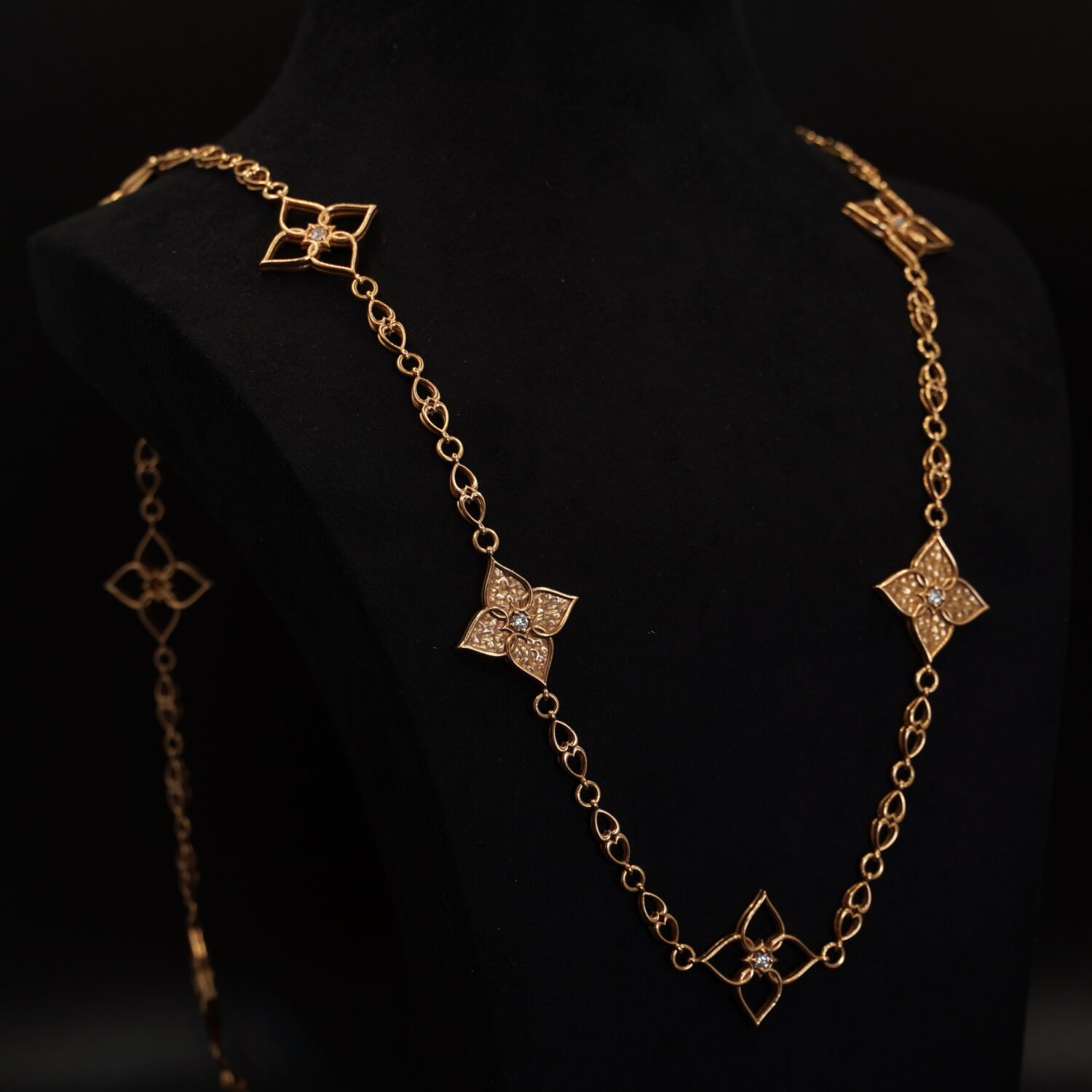 Sautoir Trèfles en Or Rose