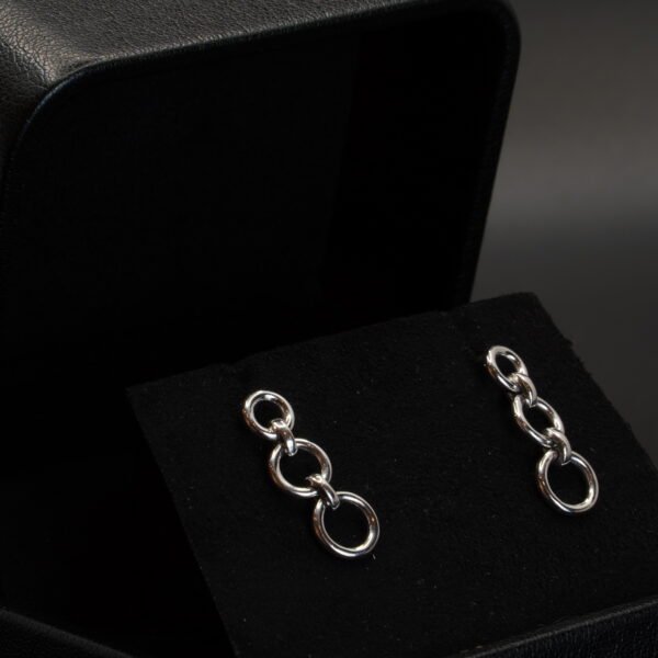 Boucles d’Oreilles 3 Anneaux en Or Gris joaillerie Cannes