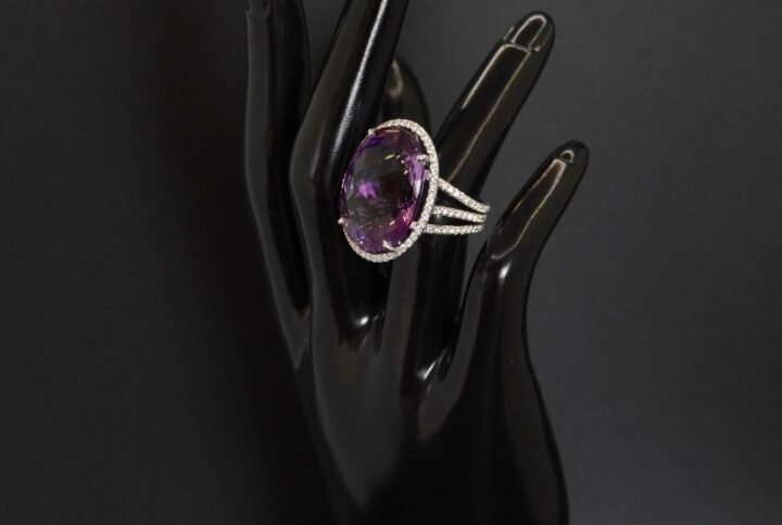 Bague Améthyste et Diamants, Occasion joaillerie Cannes